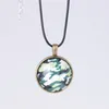 pretty Glass Ball Pendant Necklace For Women Jewelry Vintage Sweater Chain Necklace Camouflage Time Gem Necklaces