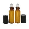 3ml 5ml Amber Glass Roll On Bottle Travel Essential Oil Perfume Bottle with Stainless Steel Balls