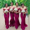 Vestidos de dama de honra de sereia de uva 2020 para casamentos fora dos ombros caixas de mangas lace apliques mais tamanho empregada de honra vestidos de convidado de casamento barato