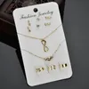 8 par / set New Carta 8 Seta Charme Rhinestone anel colar pingente e brincos para mulheres Punk Jóias Define N1206