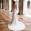 Julie Vino – robe de mariée sirène en dentelle, Sexy, dos nu, en Satin, avec traîne détachable, sur mesure