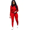 女性セット2個のピース​​の女の子パーカースウェットシャツ特大赤いパーカーツーピースセット女性2ピース衣装スポーツジョギングトラックスーツ