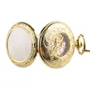 Antike Klassische Luxus Goldene handaufzug Mechanische Taschenuhr Männer Frauen Skeleton Zifferblatt Uhren Anhänger Kette Uhr reloj de bolsillo