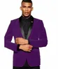Brand New Fioletowy Velvet Groom Tuxedos Czarny Szal Lapel Groomsman Wesele 2 szt. Garnitur Moda Mężczyźni Prom Kurtka Blazer (Kurtka + Spodnie + Krawat) 86