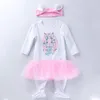 Vestiti della neonata Vestiti delle ragazze infantili di Pasqua Vestito Pagliaccetto Fascia 2 pezzi Set Tute neonato dei cartoni animati Boutique Abbigliamento per bambini DW5023