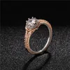 2pcslot Rose Gold and Silver Double Rings Set Engagement Cubic Zirconia Ring For Women Female Ladies Lover Party Wedding3104326