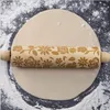 Påsk Embossing Rolling Pin Bakning Kakor Nudel Biscuit Fondant Cake Dough Graverad Roller Kök DIY Cookies Tool