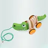 Jouets en bois pour enfants, chien Crocodile, glisser, torsion, animaux de dessin animé, puzzle, jouet classique pour bébé, voiture, jouet éducatif