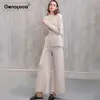 Genayooa haute qualité cachemire survêtement femmes hiver deux pièces ensemble pantalon 2 pièces ensemble femmes pull + pantalon bureau dame coréen