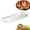 14 compartimentos de aço inoxidável perna de asa de frango para baquetas suporte para grelha de churrasco com pingadeira para churrasco ZC2562