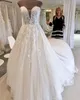 A Line Wedding Dresses Strapless Tulle Applique Sequins Wedding Dresses Sweep Train Bridal Gowns Bohemia Vestidos De Novia