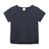 W452 Lato Dziecko Dzieci Bawełniane Koszulka Krótki Rękaw Solid Color Casual Tops Tee Boys Girls Tshirts 6 Kolory