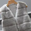 Nowy Faux Fur Kamizelka Kurtka Płaszcz Kobiety Zima Ciepła Odzież Odzież Płaszcz Parka Bez Rękawów V-Neck Krótki kamizelka Plus 4x 6Q2305