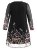 Wipalo Multi Color Plus Size Blumenstickerei Tunikakleid Frühling Sommer Elegantes Tribal Blumendruck Berufungskleid Vestidos 5xl J190531