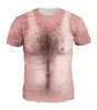 Per uomo 3D T-shirt Bodybuilding simulato muscolo tatuaggio maglietta casual pelle nuda muscolo torace maglietta divertente manica corta O-collo260z