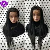 Totalmente trenzado a mano Caja frontal de encaje Trenzas Trenza peluca con cabello de bebé negro / marrón / burdeos / color ombre peluca de cabello trenzado para mujeres negras