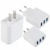 3-poort 5V 3.1A Smart Travel USB-oplader Adapter Wand Draagbare EU US Plug Mobiele Telefoon oplader voor iPhone 7 8 Samsung S7 S8 Android