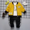 2019 new style SpringAutumn Tuta intera con colletto tondo in cotone con zip manica lunga e pantaloni tre pezzi per bambini e bambine