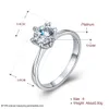Clássico 18k platinado feminino casamento banda de noivado solitário anéis genuíno cristal austríaco moda traje jóias para w5428985
