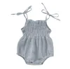 Pagliaccetto in cotone di lino per bambini Estate senza maniche Tuta per neonato Ragazza per neonato Pagliaccetti in tinta unita body per bambini vestiti scalati CLS299-ZWL735