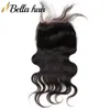 Pełna głowa Peruwian Virgin Hair Pakiet z zamknięciem fali ciała 3PCS Włosy Weft i 1PCs Górne zamknięcia 4x4 Naturalne przedłużanie linii włosów Bellahair