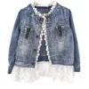 Bambini Ragazze Jeans Capispalla Giacca Bambini Cappotto di pizzo Manica lunga Bottoni Giacche di jeans per ragazze 2-7 anni Moda primavera autunno