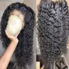 Kinky kıvırcık saç perukları önceden koparılmış doğal saç çizgisi tam dantel peruklar 150 Bebek saçlı insan saç perukları3392441