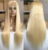 Blonde Full Lace Wigs Blonde Color 613 Silky Straight Chinese Virgin Human Hair Blond Lace Front Wig Bleached Knots Fast Free Shipping