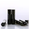 5 ml / 10 ml classique noir revêtement UV verre bouteille d'huile essentielle rouleau en acier pot de crème pour les yeux 1/3 oz boule en acier boule de verre pour vous en gros