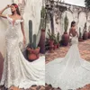 2020 Zeemeermin Trouwjurken Sheer Off Shoulder Kant Geappliceerd Bruidsjurken Court Train Plus Size Tulle Beach Trouwjurk