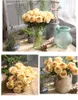 Sıcak 10pcs / lot düğün süslemeleri Gerçek dokunmatik malzeme Yapay Çiçekler Gül Buketi Ev Partisi Sahte İpek tek kök Çiçekler Çiçek