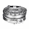 Luxo 4 pçsset masculino novo design titânio aço numeral romano pulseira ferradura fivela pulseiras bileklik 2020 artesanal 8513712