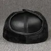 XdanqinX Genuine Leather Hat For Men Winter Warm Bomber Hats Earmuffs Plus Velvet Thick Sheepskin Hooded Ski Cap Dad Winter Caps T7688556