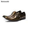 Batzuzhi chaussures pour hommes faites à la main Zapatos Hombre Western Oxford chaussures hommes boucle chaussures habillées en cuir formelles fête et mariage