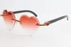 Männliche und weibliche Buffalo Horn-Sonnenbrille 3524012 Big Stones Randlose Brille Top Rim Focus Eyewear Schlanke und längliche Dreiecksgläser