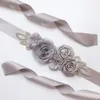 Ceintures de mariage en mousseline de soie fleurs ceinture de mariée robe en strass pour accessoires de mariée blanc ivoire noir rouge argent en stock commande en gros 307e