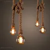 Hemp Rope Pendant Lights Vintage Retro Loft Industrial Hanging Lamp for Living Room Kitchen Home Light Fixtures Decor Luminaire