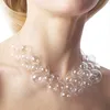 Brief Art Style Multi-layer Pearl Glass Bubble Necklace And Earrings Set Modern Wedding Necklace Hollow Beads Earrings For Women J190706