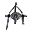 Bondage Leather Studded Head Harness Open Hole Mouth Gag Stuffer Chain Muzzle Mask Slave A87