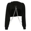 Kvinnor Plaid Casual Streetwear Sweatshirt Hoodie Crop Top Jumper Pullover Chain Stitching Short Loose Sweatshirt Plaid Shirt1