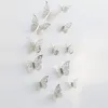 12pcs 3d borboletas oco diy home decor adesivo de parede