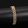 12mm Miami Küba Bağlantı Zinciri Kolye Bilezikler için Set Mens Bling Hip Hop Buzlu Diamond Gold Gümüş Rapçi Zincirleri Kadın Lüks Takı