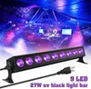 27w Led Bar Black Light UV Purple LED Wall Washer Lamp 9x3W Landscape Lights Stage Lighting Effect Light or DJ Party Christmas