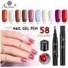 Saviland Neueste 58 Farben Gel-Nagellack-Stift, Glitzer-Nagellack, Hybrid-Dawdler-UV-Nagelkunst-Gel-Lack-Gel-Farbe