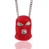 Mens Iced Out Hip Hop Chain Pendants Lyx Designer Smycken Män Uttalande Halsband Big Pendant Fashion Charms Hiphop Red Mask Skräck Hood