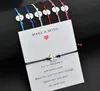NEW Make A Wish card adjustable bracelet compass charms pendant romantic 7 colors rope chain Bracelet women