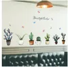 Wandaufkleber mit Kaktus im Topf, Schrank, Fensterbank, Wohnzimmer, Dekoration, Veranda, Schlafzimmer, TV-Hintergrund, Wandaufkleber