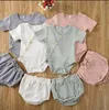 Kids Designer kleding Meisjes Artikel Pit Kleding Sets Baby Gestreepte katoenen Rompertjes PP Broek Past Solid Jumpsuit Shorts Slips Bloomers D7548