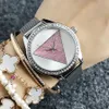 Montre-bracelet à quartz de marque pour femmes fille cadran de style cristal triangulaire en métal bande d'acier montres GS 22