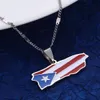 Edelstahl Emaille Puerto Rico Karte Anhänger Halskette für Frauen Männer Puerto Ricans Karte Kette Juwely6988189